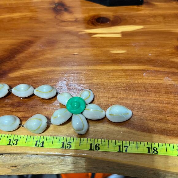 Vtg Wired Cowrie Shell Necklace & Wood Beaded Bracelet Hawaiian Aloha Lei Long - Picture 6 of 11